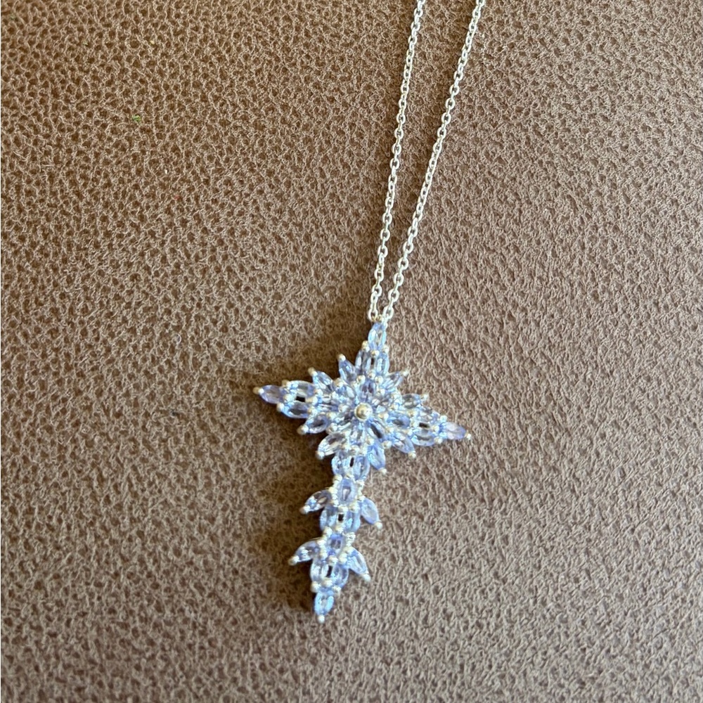 Light Lavender Lab Created Cross Necklace